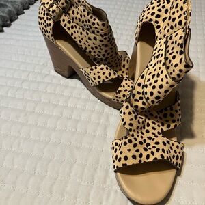 Pierre Dumas Tan and Black Heeled Sandals